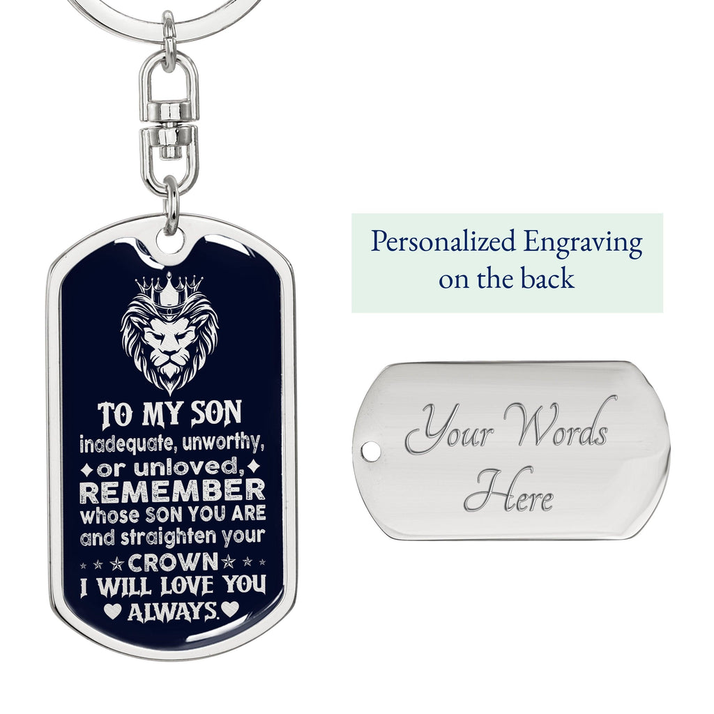 Son - Brave Son - Dog Tag With Swivel Keychain