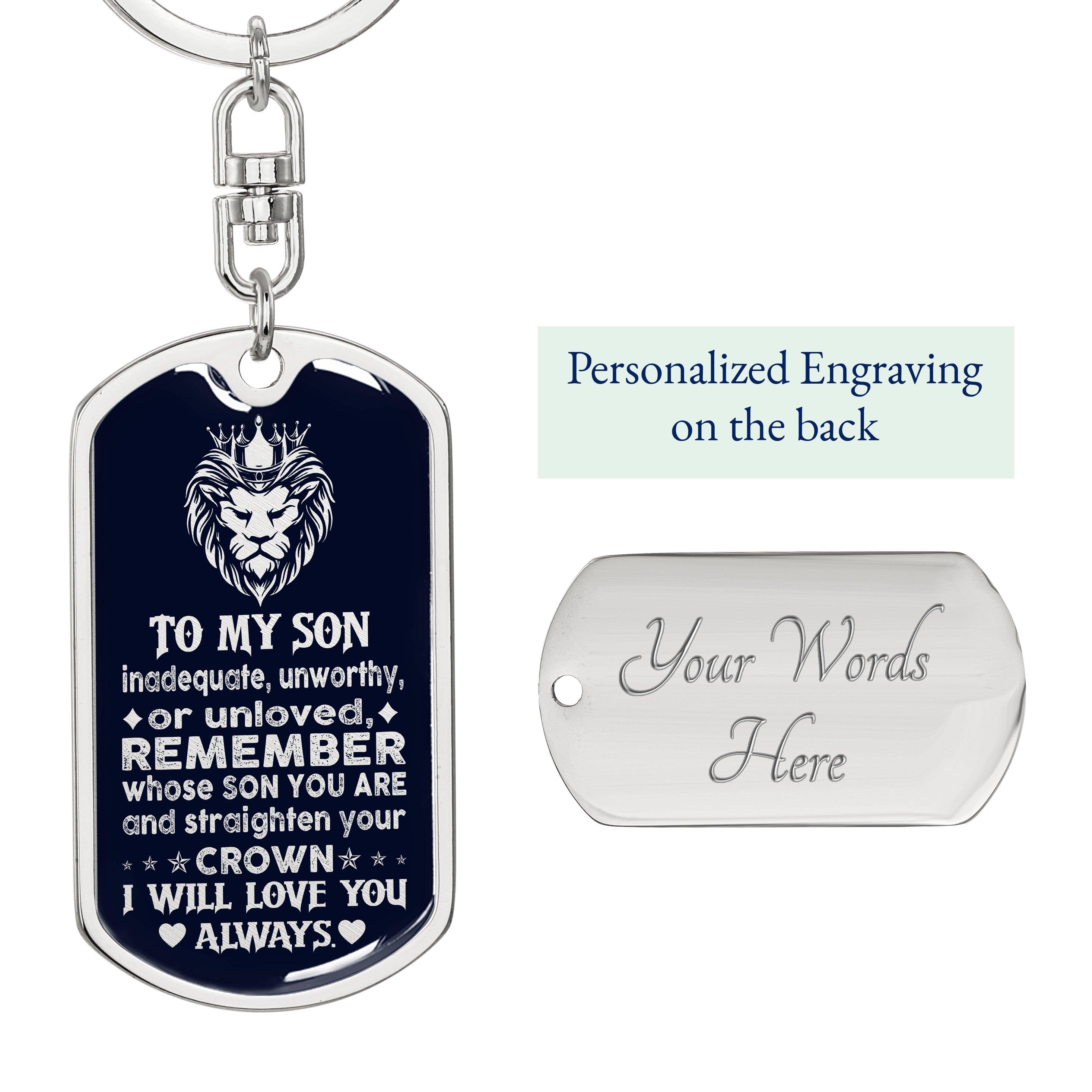 Son - Brave Son - Dog Tag With Swivel Keychain