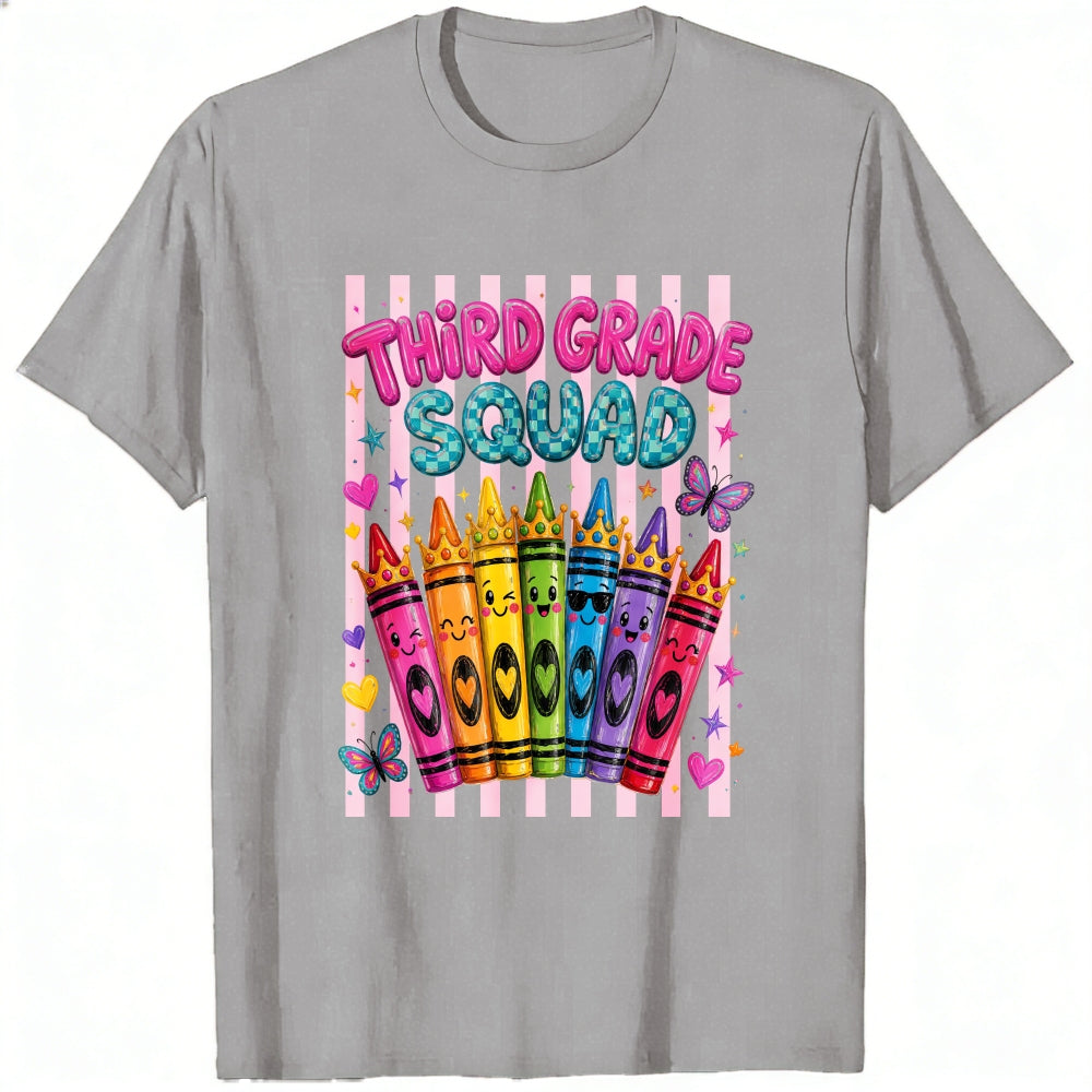 Cute Kawaii Style Classic T-Shirt Third Grade Squad Rainbow Crayons