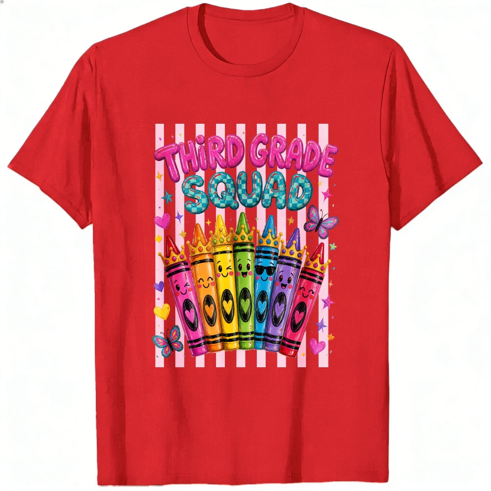 Cute Kawaii Style Classic T-Shirt Third Grade Squad Rainbow Crayons