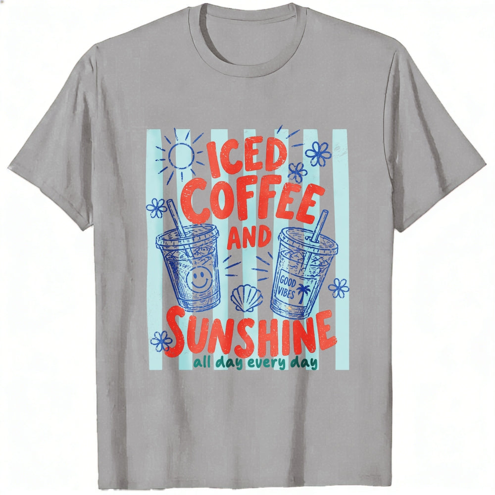 Summer Vintage Iced Coffee And Sunshine Graphic Classic T-Shirt