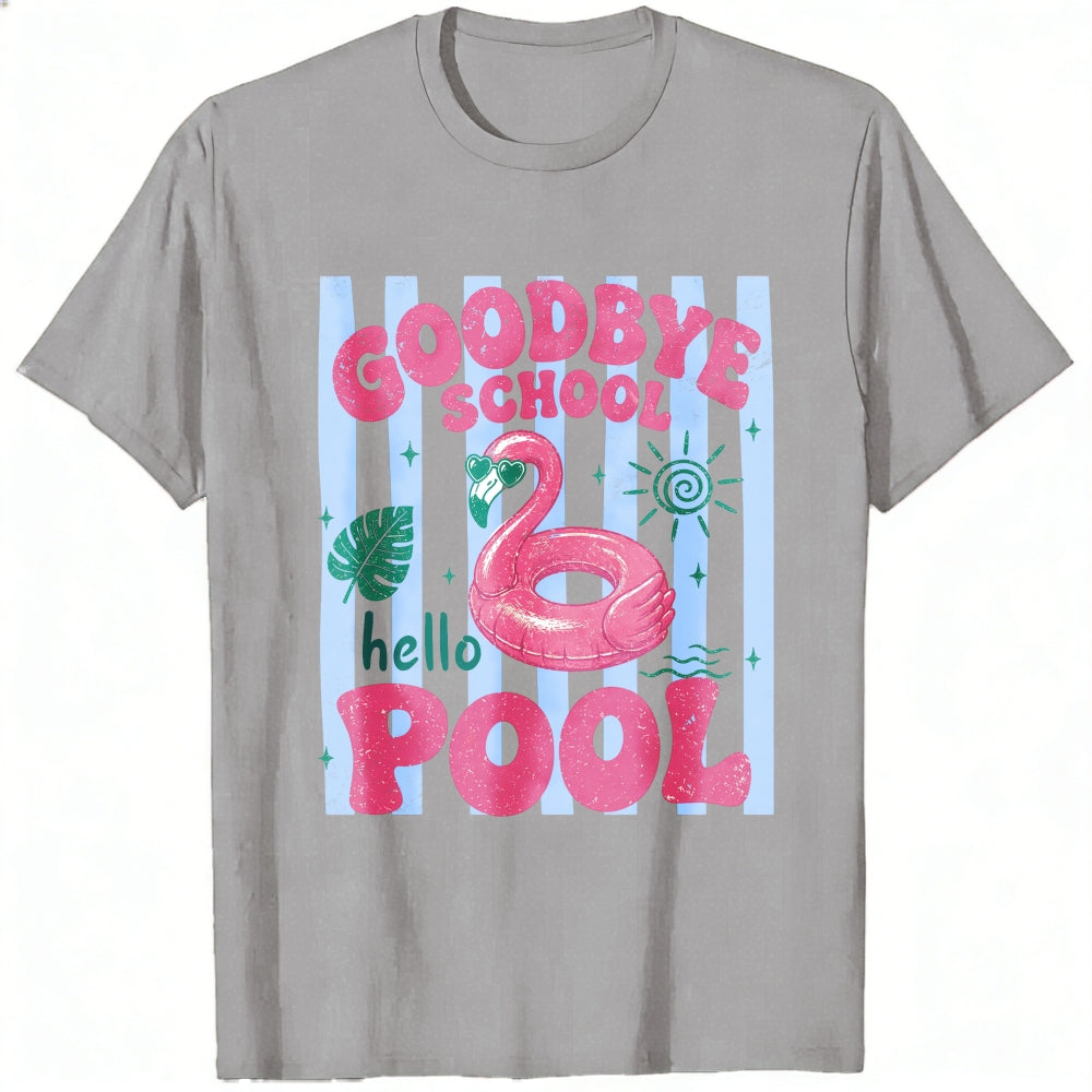 Summer Vibes Goodbye School Hello Pool Flamingo Classic T-Shirt