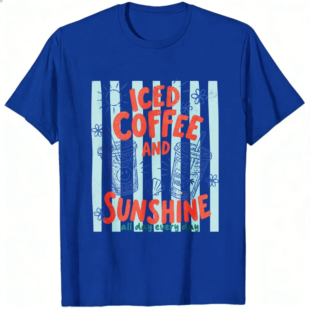 Summer Vintage Iced Coffee And Sunshine Graphic Classic T-Shirt