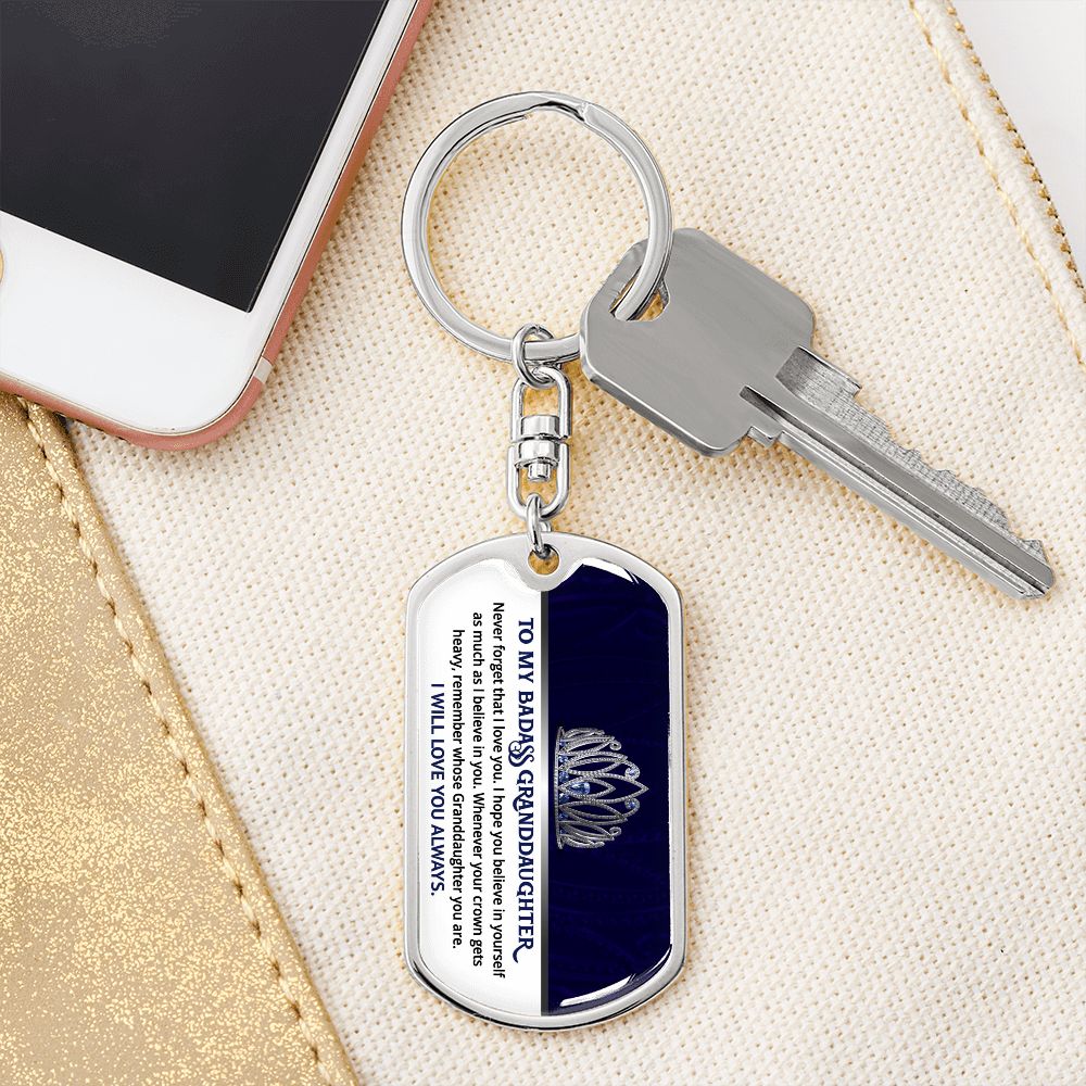 Granddaughter - Believe In You - Dog Tag With Swivel Keychain