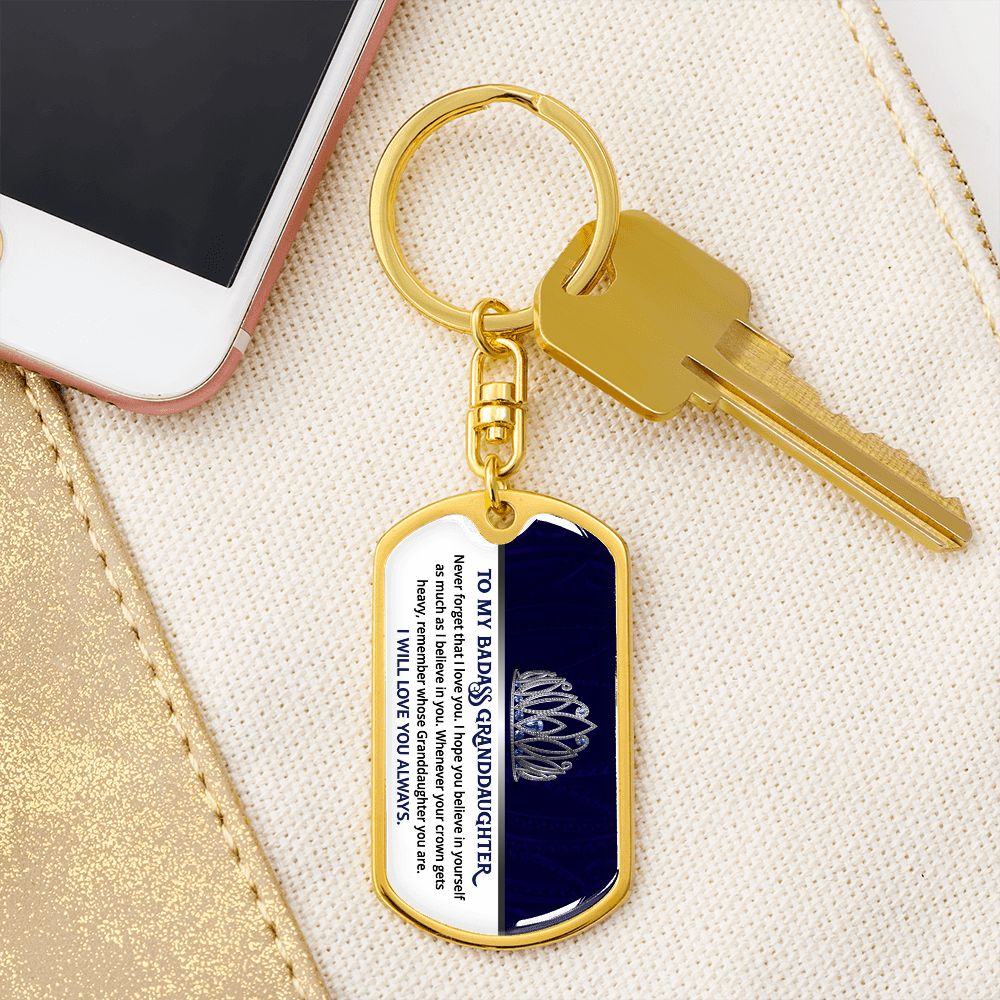 Granddaughter - Believe In You - Dog Tag With Swivel Keychain