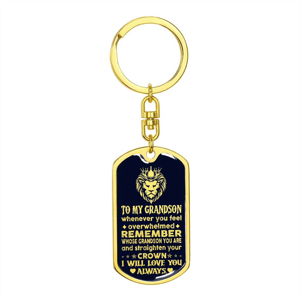 Grandson - My Brave Grandson - Dog Tag With Swivel Keychain
