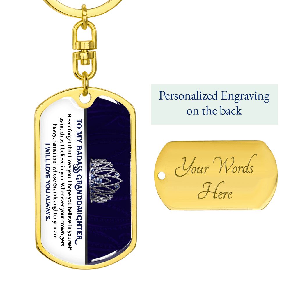Granddaughter - Believe In You - Dog Tag With Swivel Keychain