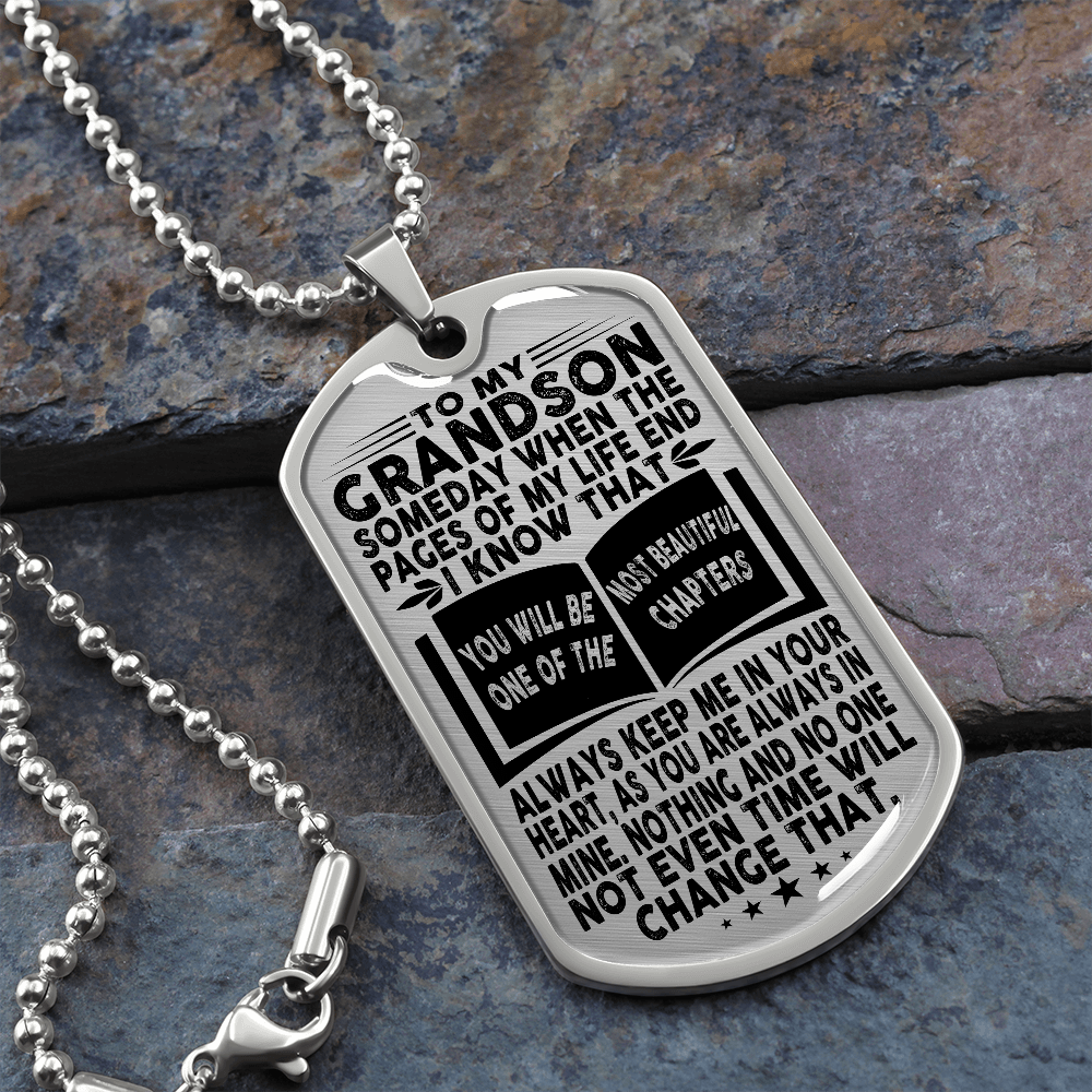Grandson - Pages Of Life - Military Necklace