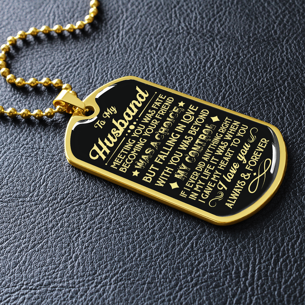 Husband - Gave My Heart - Military Necklace