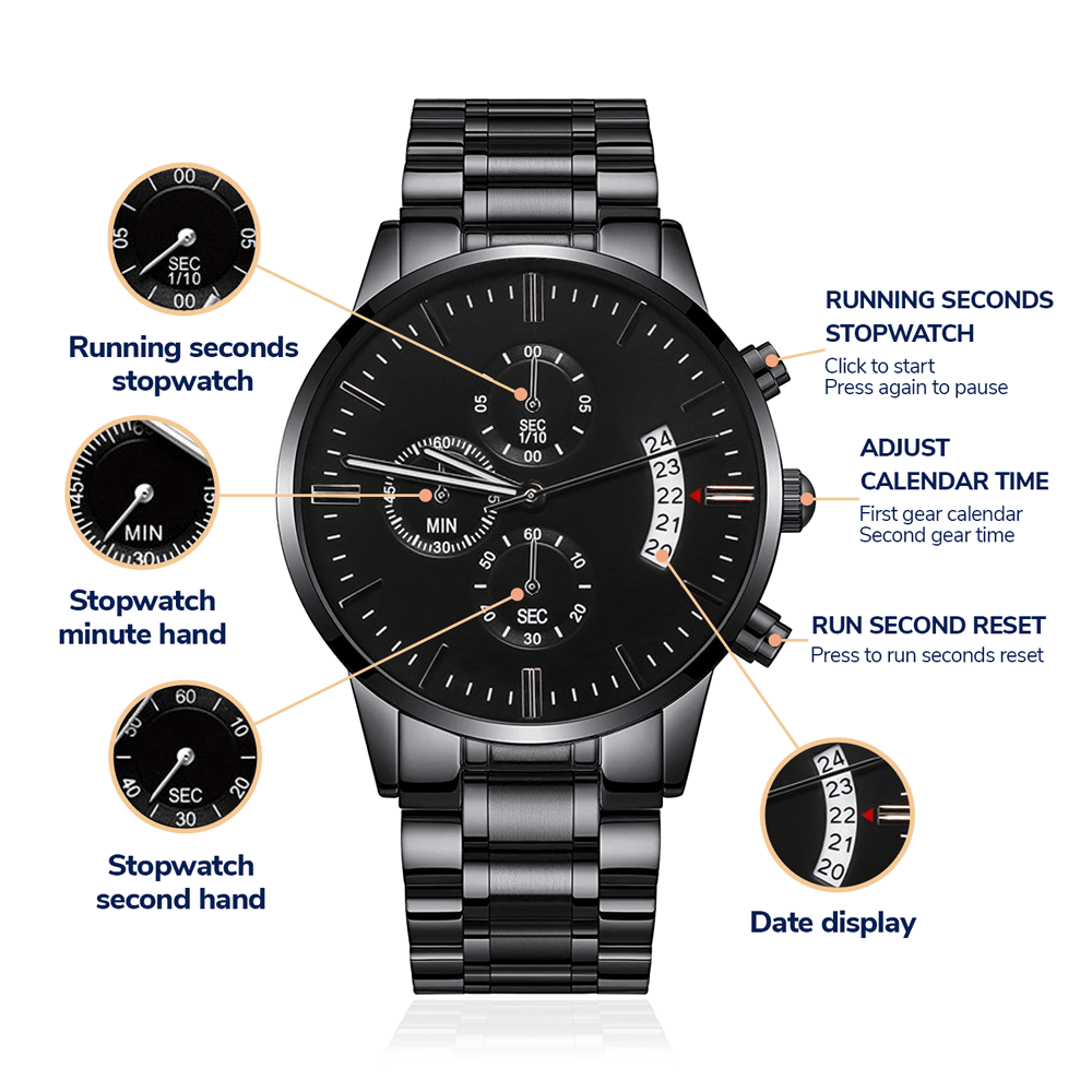 Engraved Black - Chronograph Watch