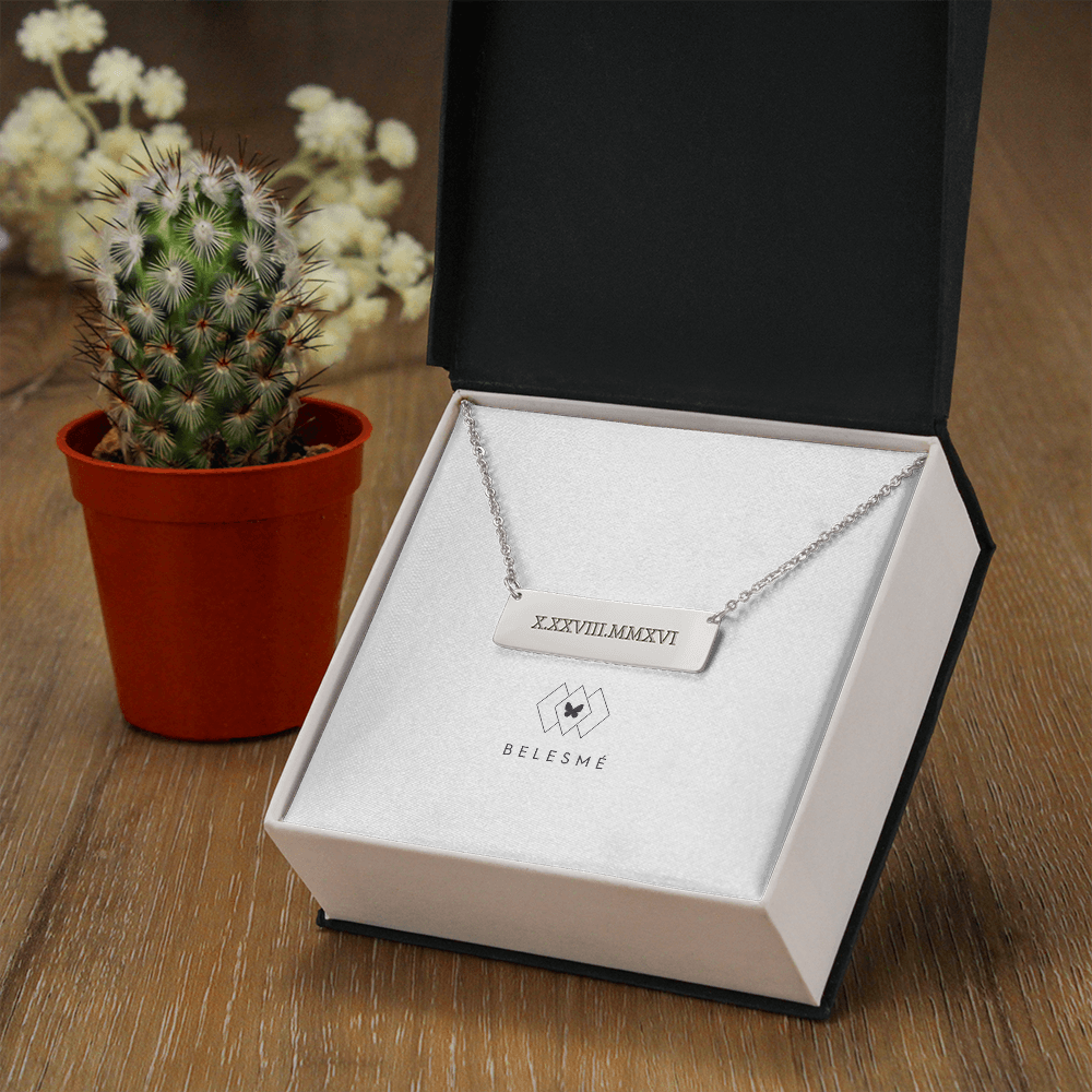 Horizontal Roman Numerals - Necklace