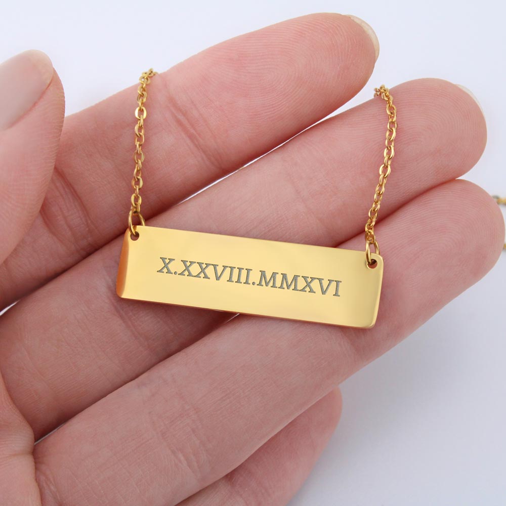 Horizontal Roman Numerals - Necklace