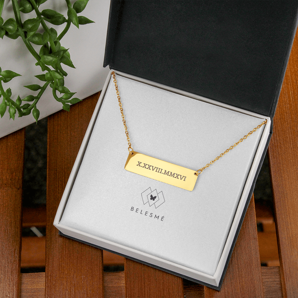 Horizontal Roman Numerals - Necklace