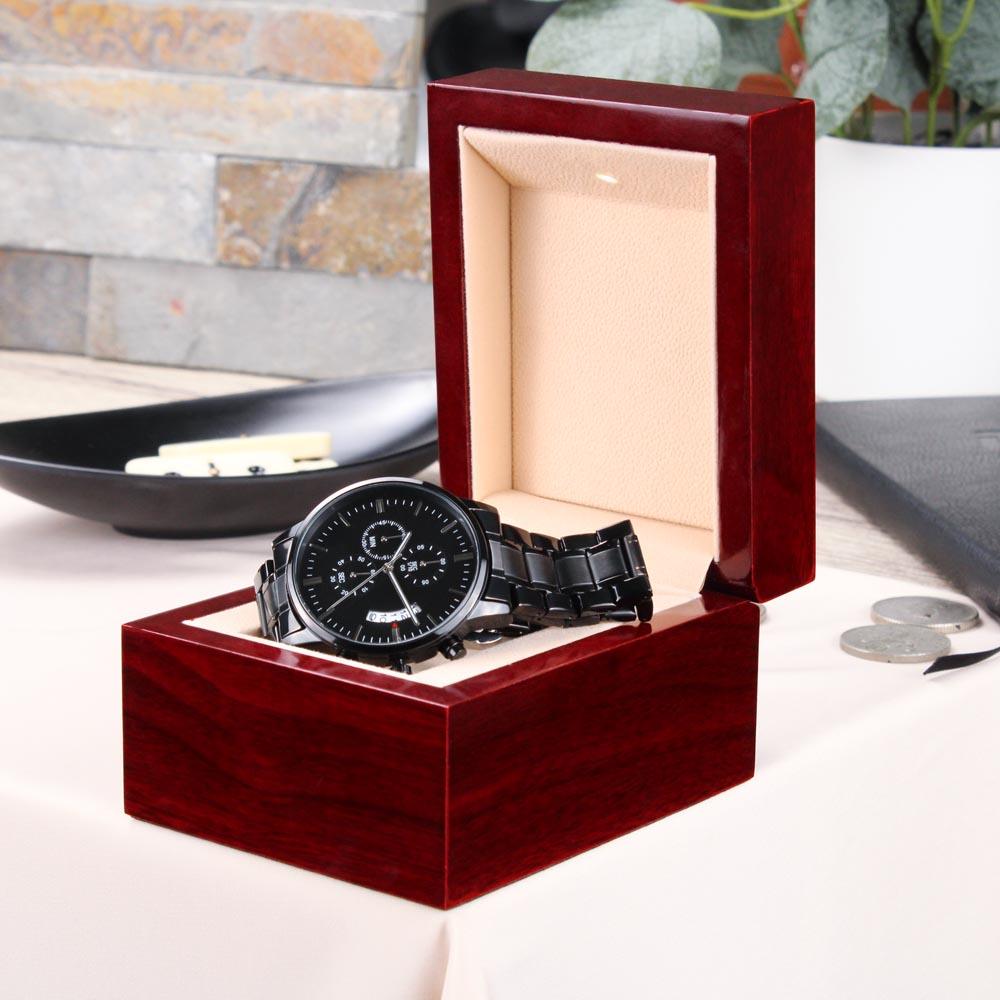 Engraved Black - Chronograph Watch
