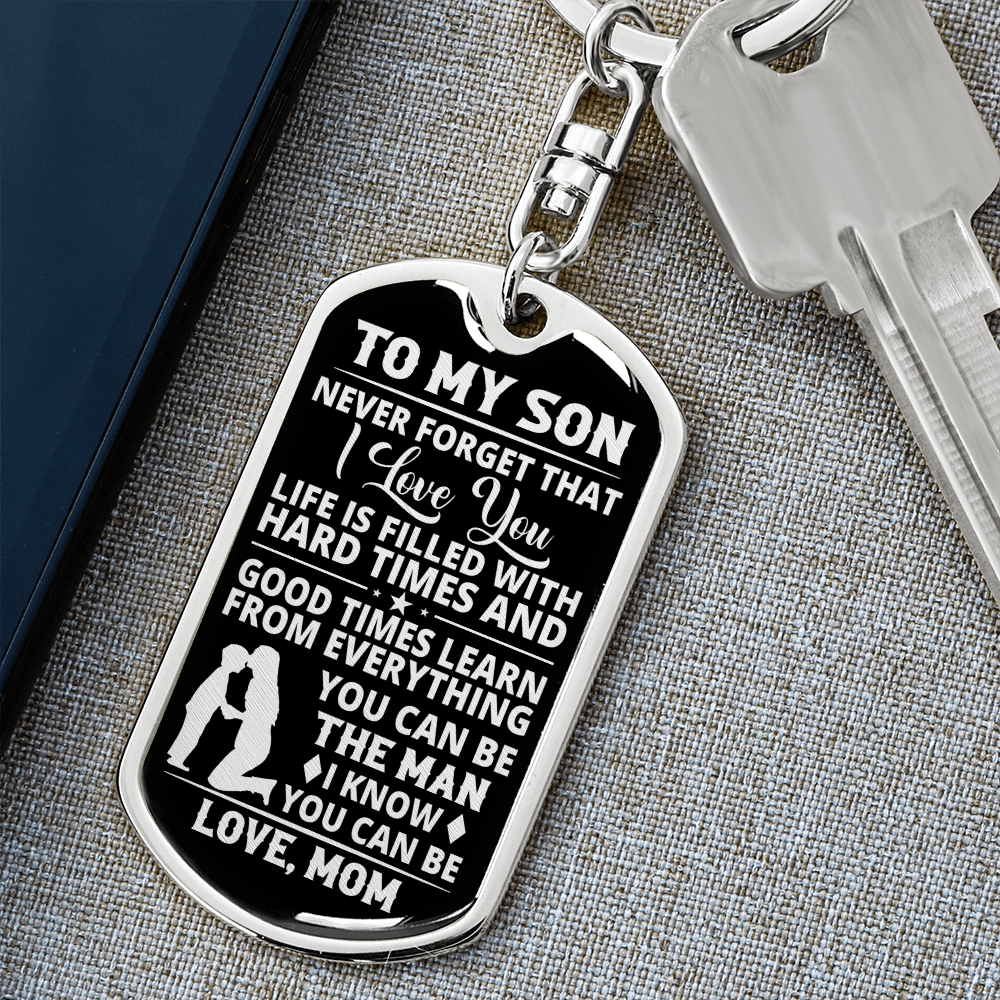 Son - Brave - Dog Tag With Swivel Keychain