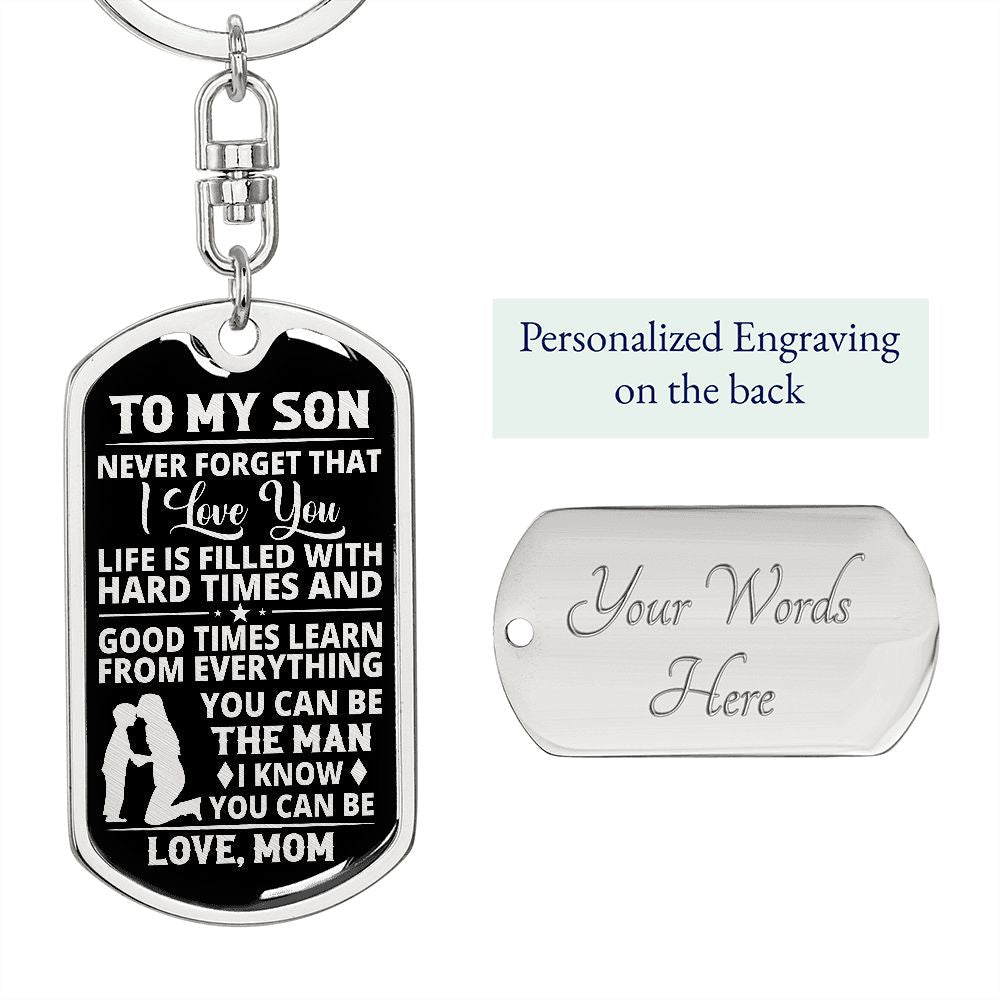 Son - Brave - Dog Tag With Swivel Keychain
