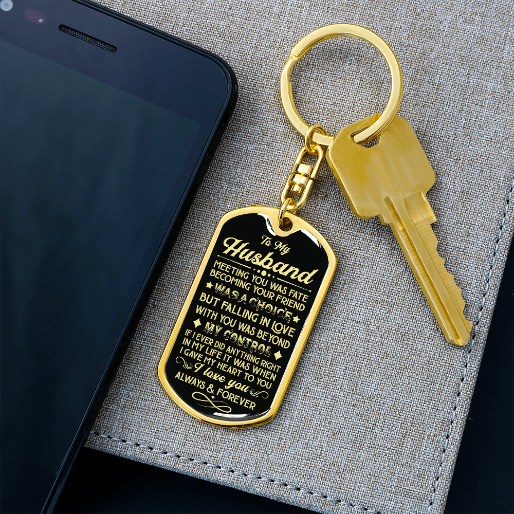 Husband - In Love - Dog Tag With Swivel Keychain
