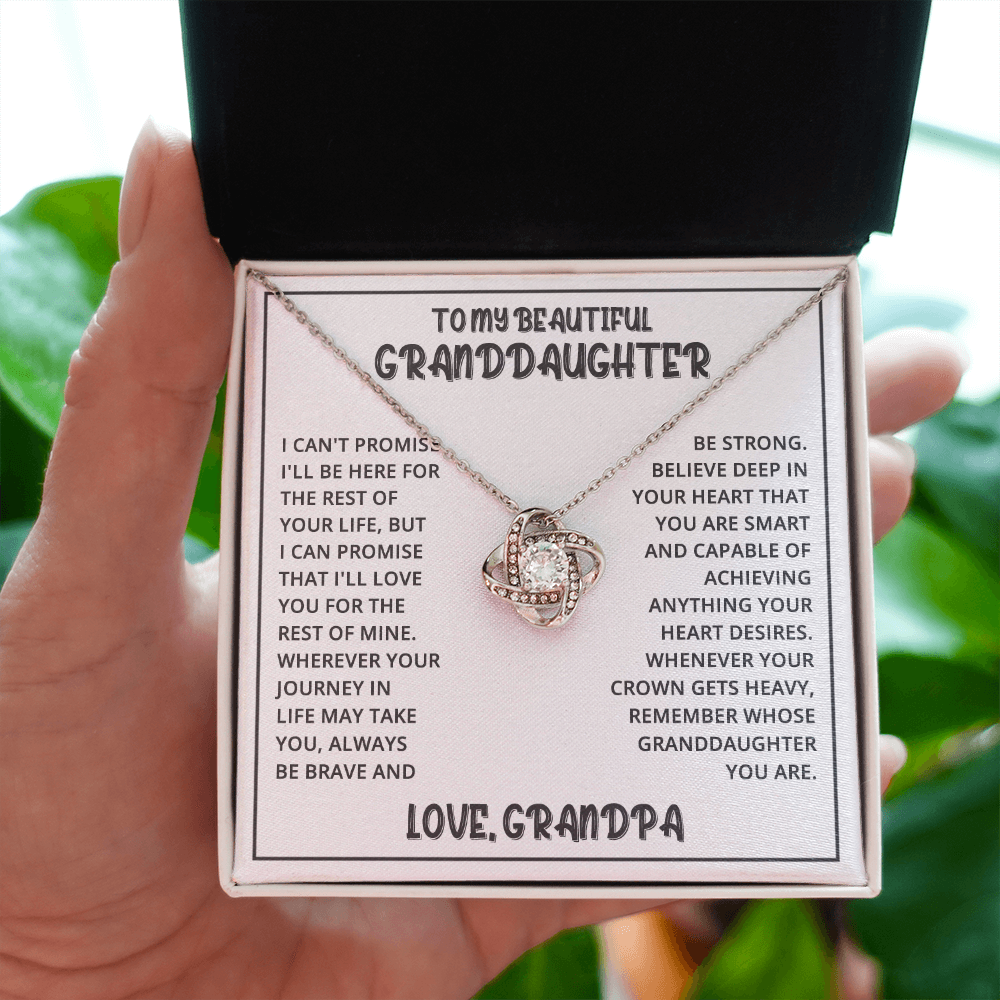 Granddaughter - Be Strong - Love Knot Necklace