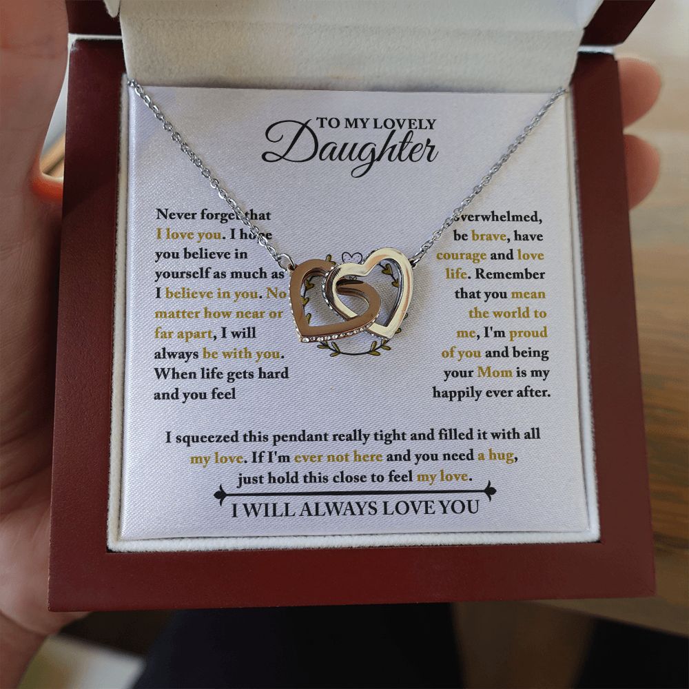 Daughter - When Life Gets Hard - Interlocking Hearts Necklace