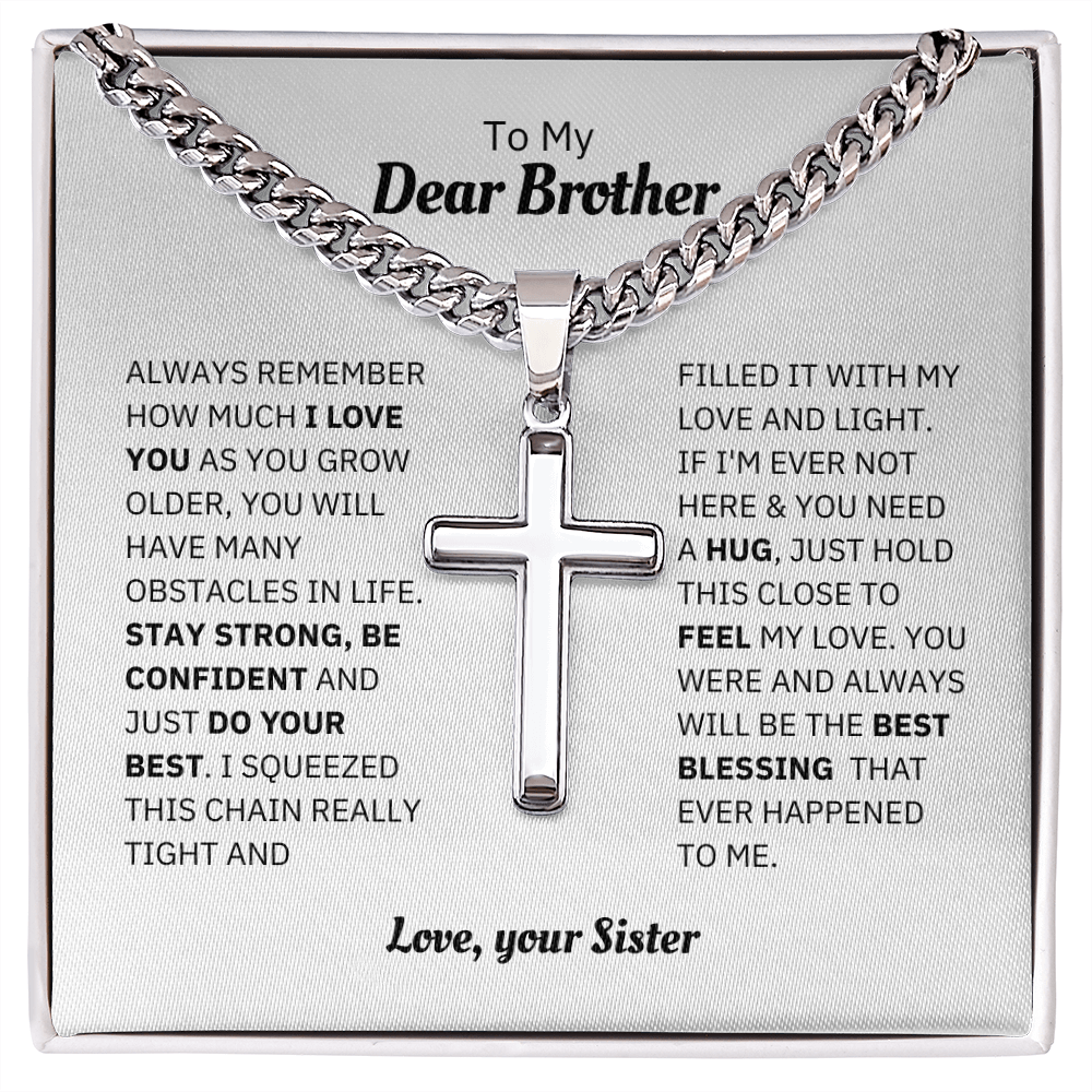 Brother - Blessing - Cross Cuban Link Chain