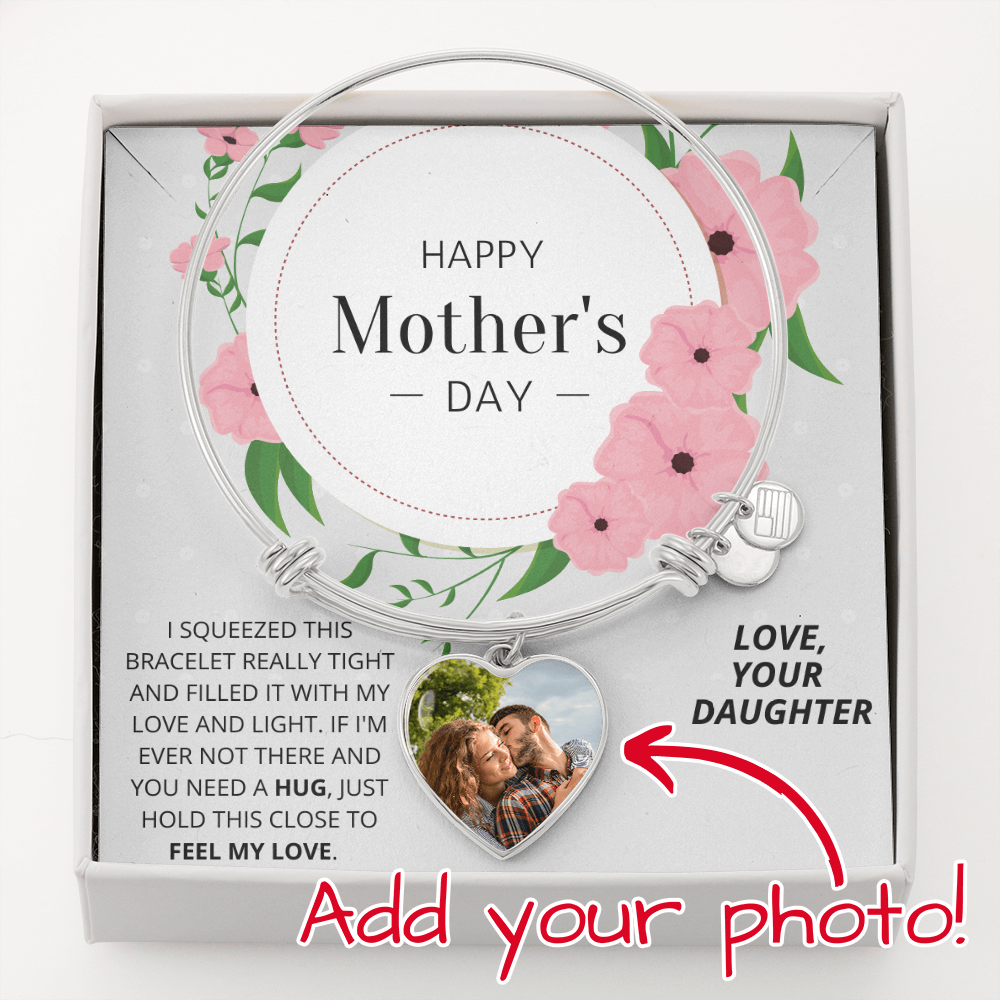 Mother's Day - Personalized Heart Pendant Bangle
