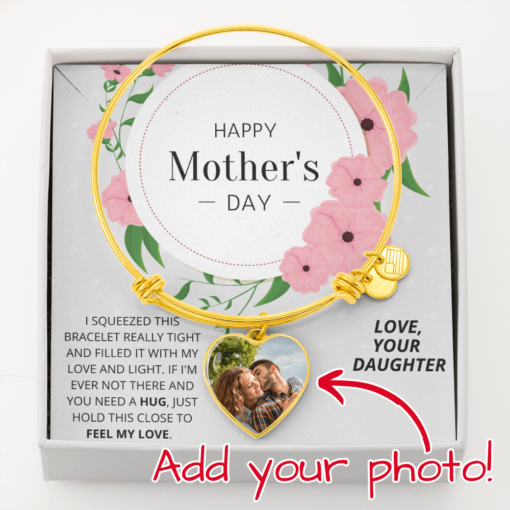 Mother's Day - Personalized Heart Pendant Bangle