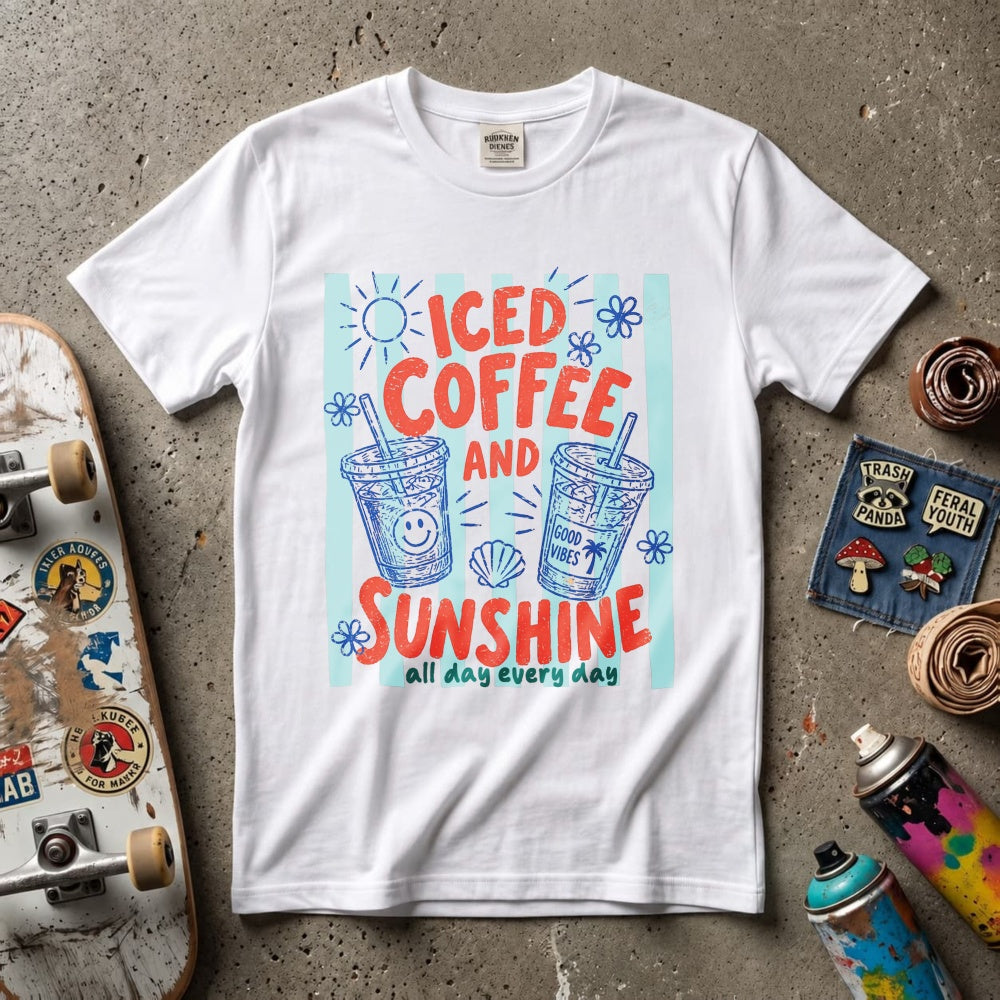 Summer Vintage Iced Coffee And Sunshine Graphic Classic T-Shirt