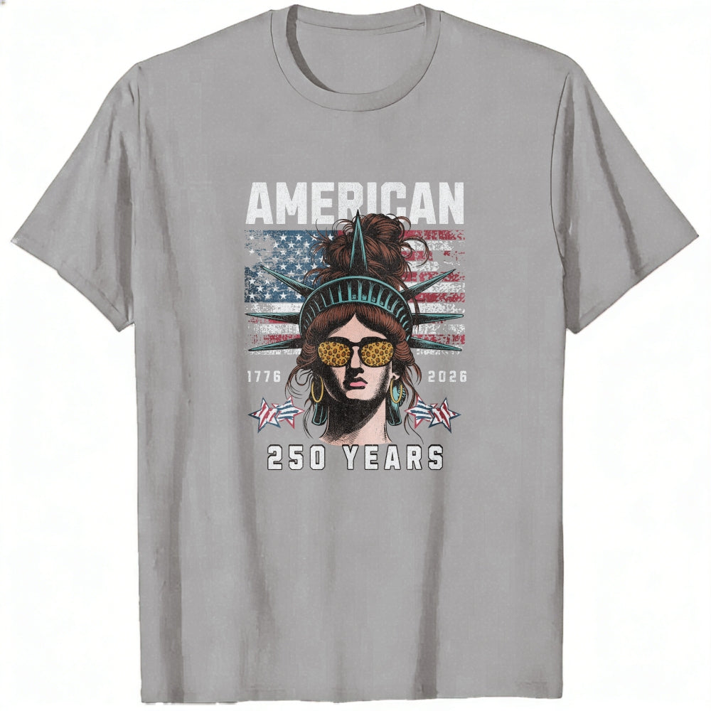 American Independence Day 250 Years Classic T-Shirt Statue Of Liberty With Sunglasses And Flag Design