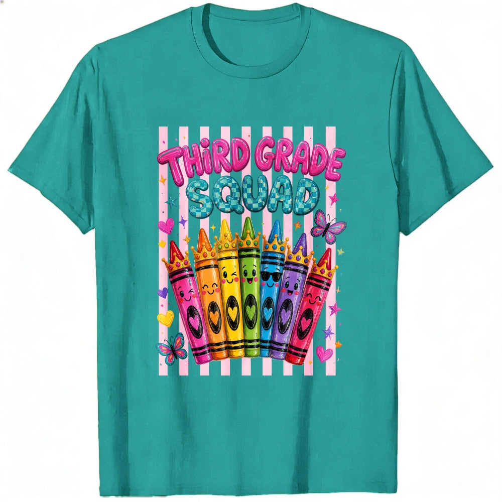 Cute Kawaii Style Classic T-Shirt Third Grade Squad Rainbow Crayons