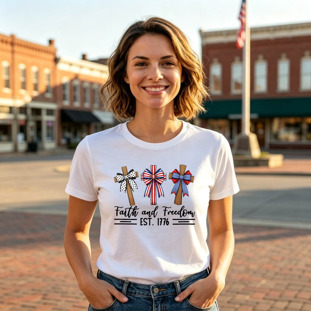 Patriotic Crosses Faith And Freedom Est 1776 Classic T-Shirt