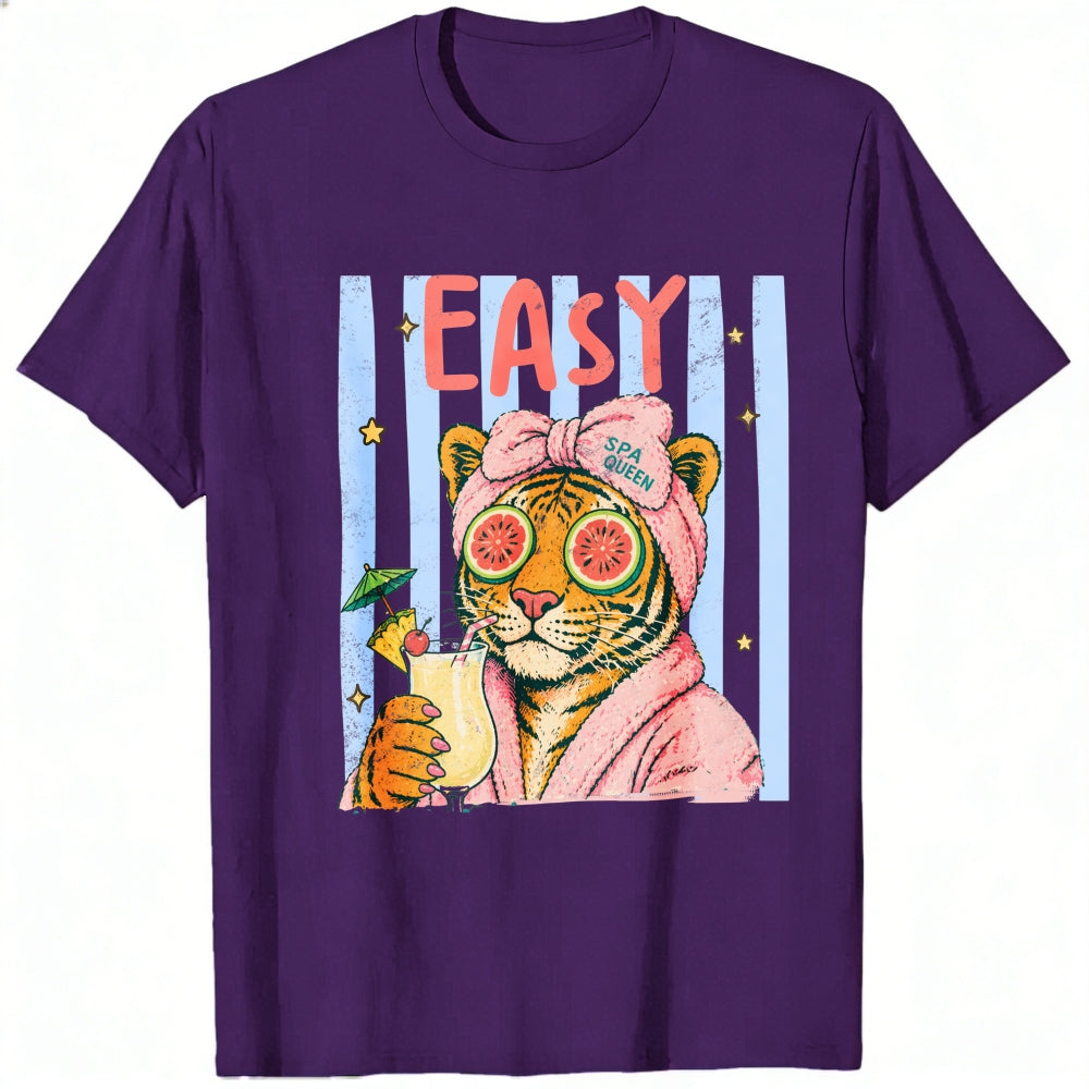Retro Vintage Style Classic T-Shirt Easy Tiger In Robe With Cocktail And Watermelon Sunglasses
