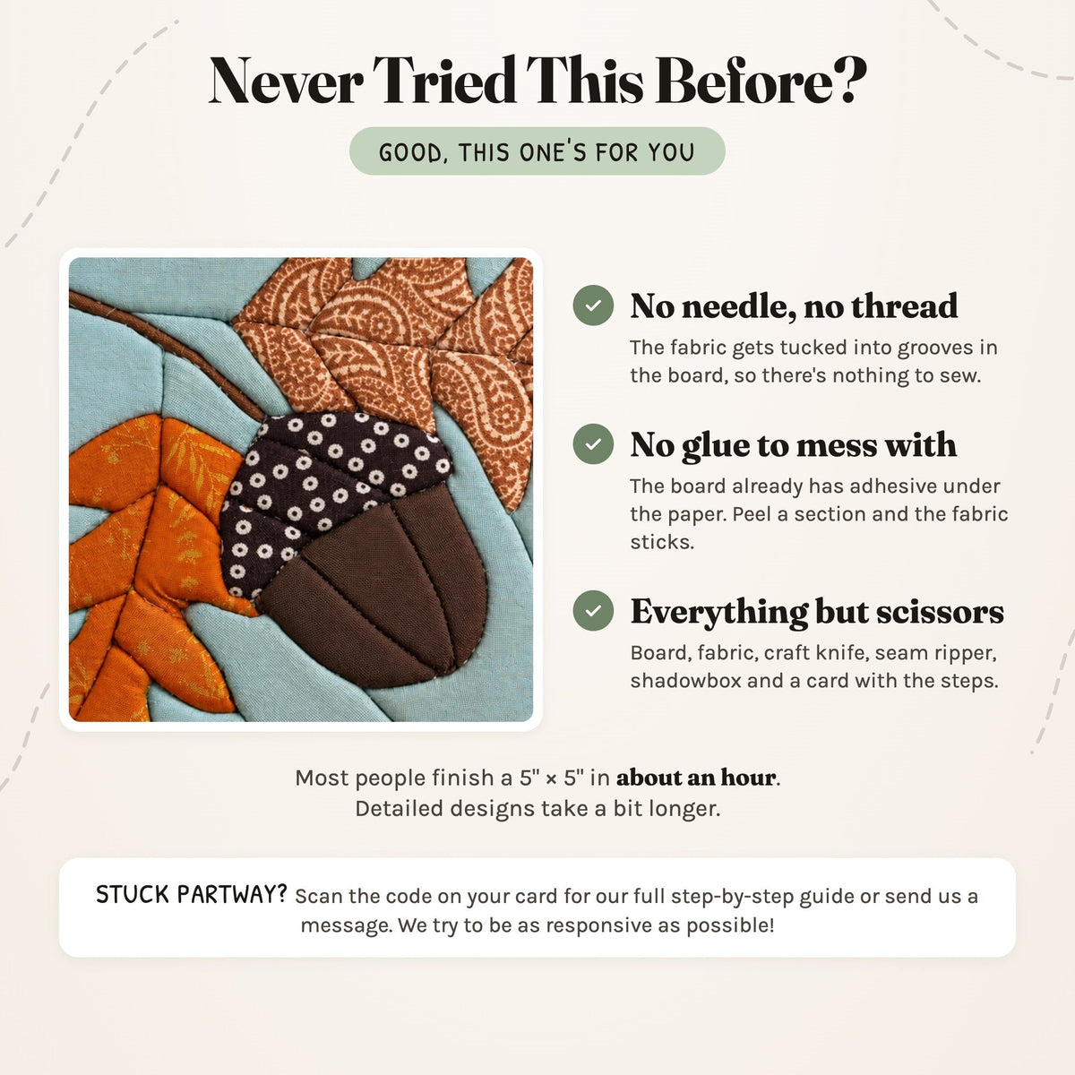 Kinusaiga Craft Kit: Acorn & Leaves, 5" × 5"
