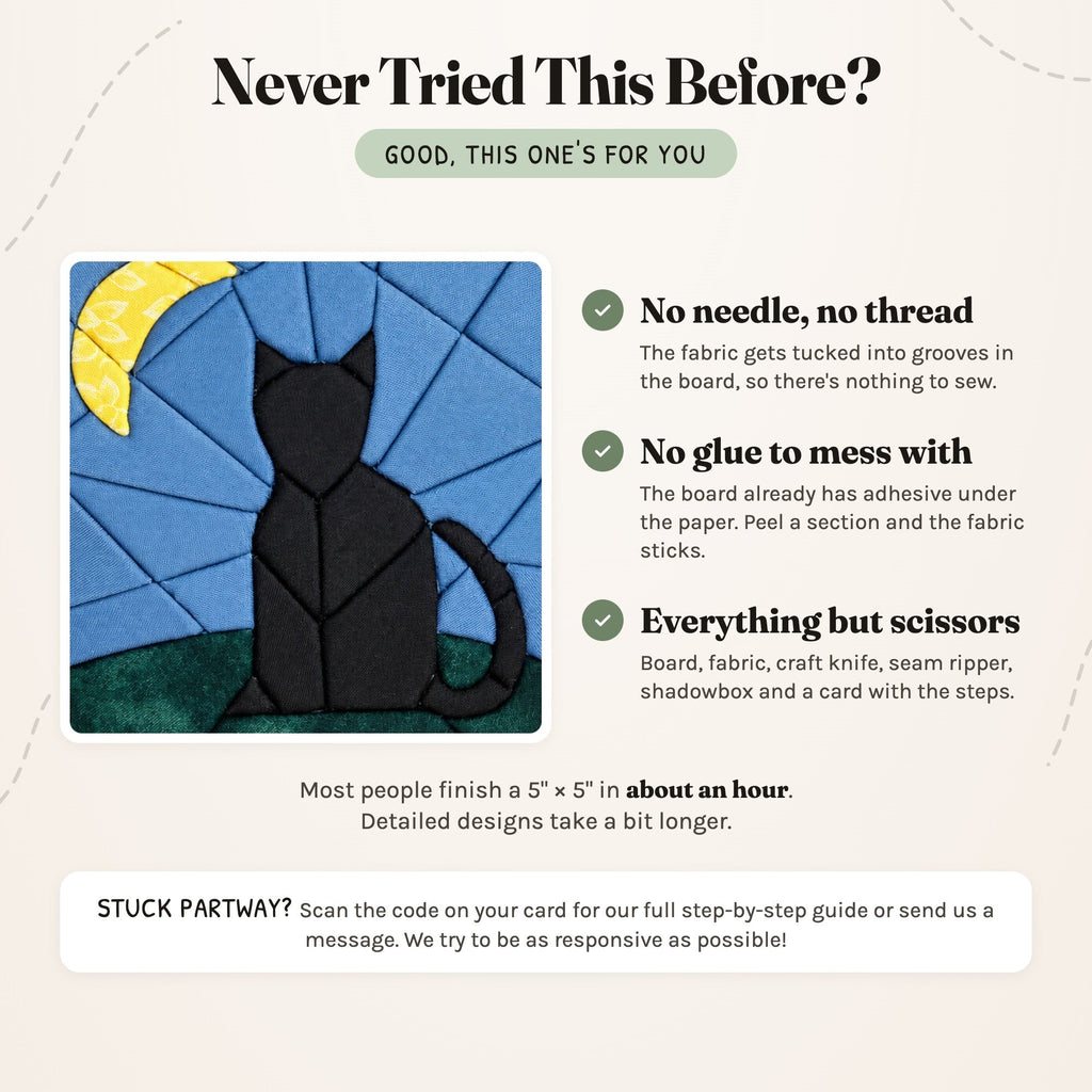 Kinusaiga Craft Kit: Black Cat, 5" × 5"