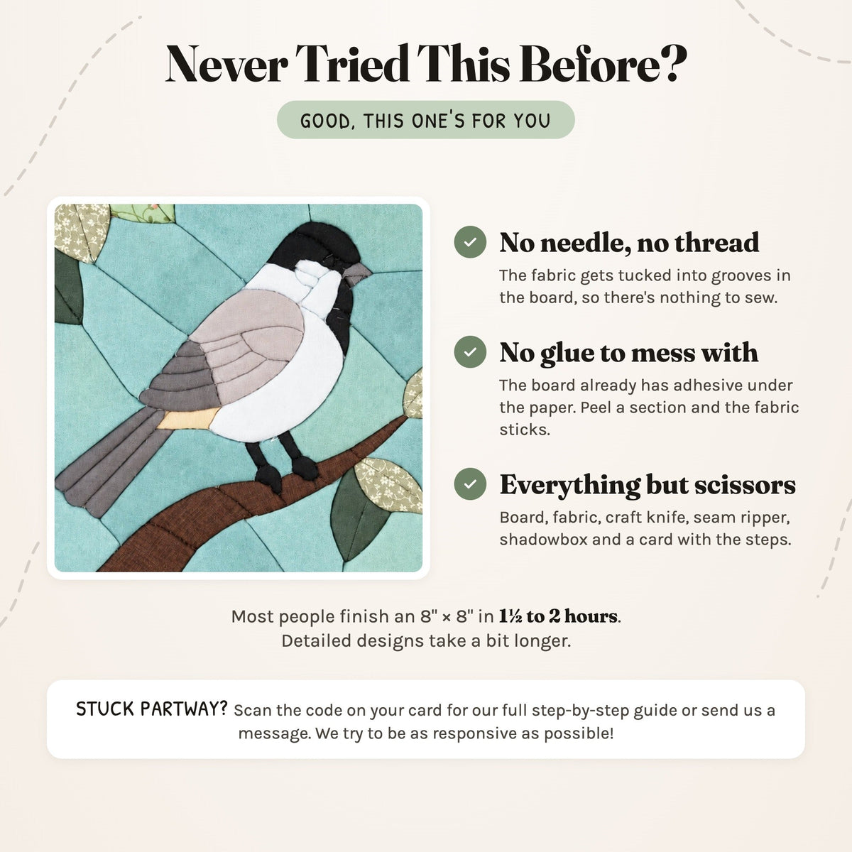 Kinusaiga Craft Kit: Chickadee, 8" × 8"