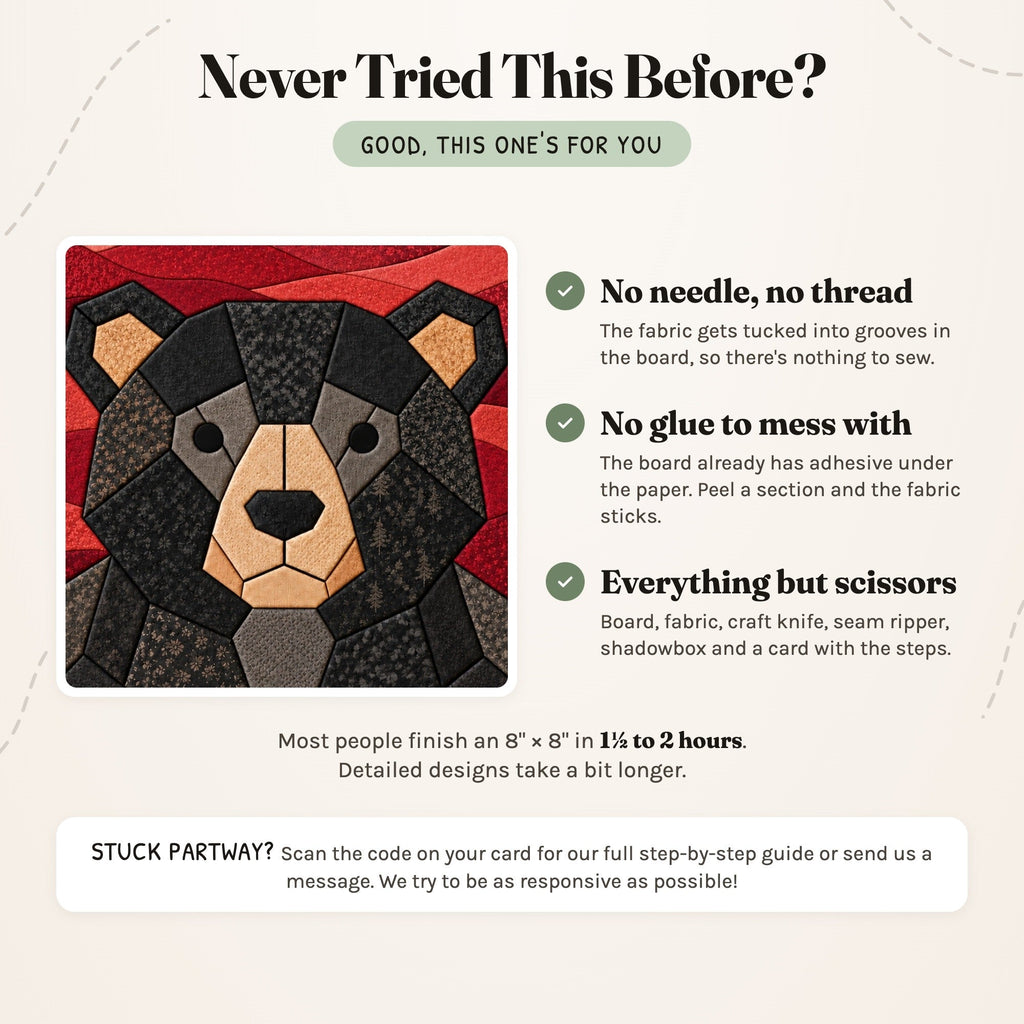 Kinusaiga Craft Kit: Chunky Black Bear, 8" × 8"