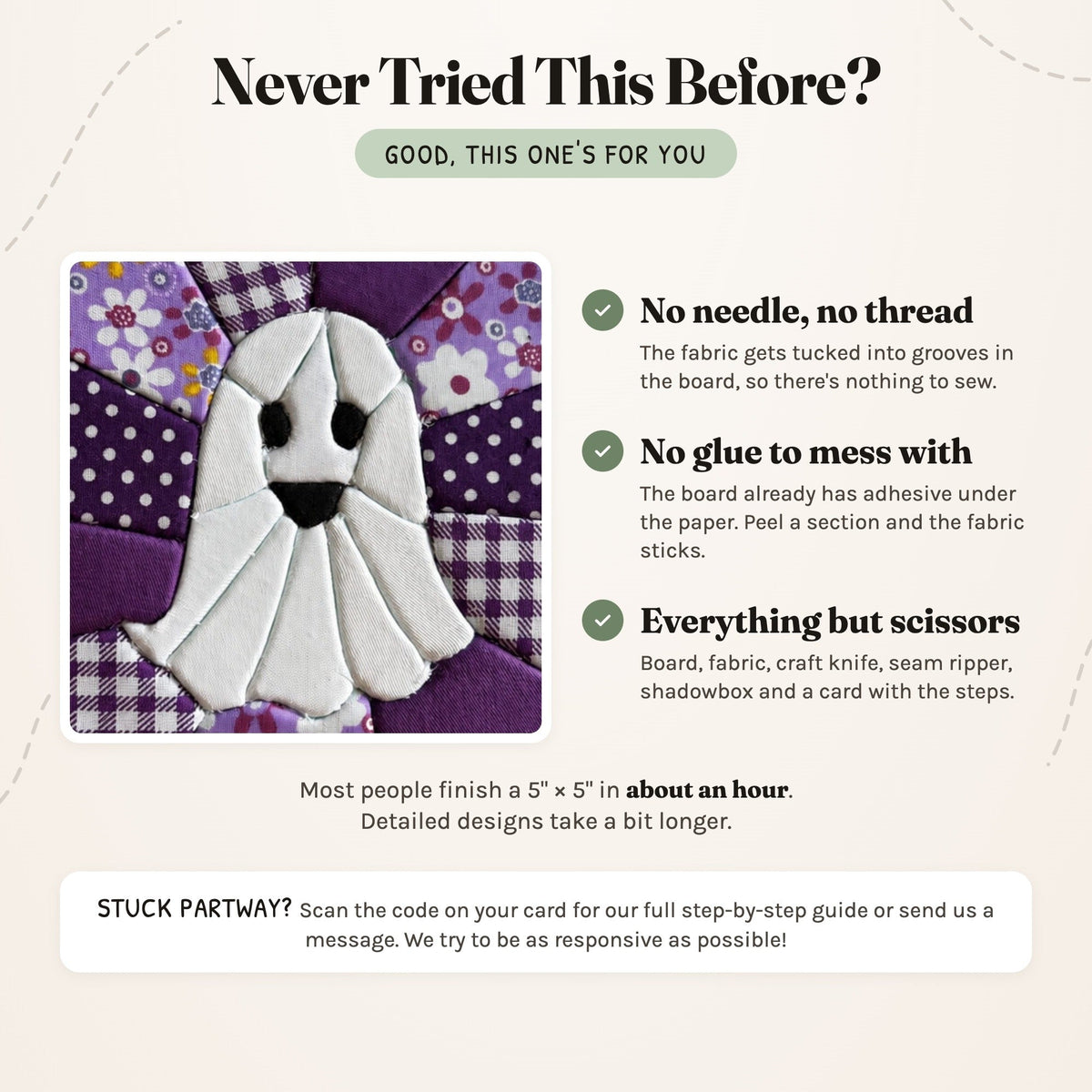 Kinusaiga Craft Kit: Ghost, 5" × 5"