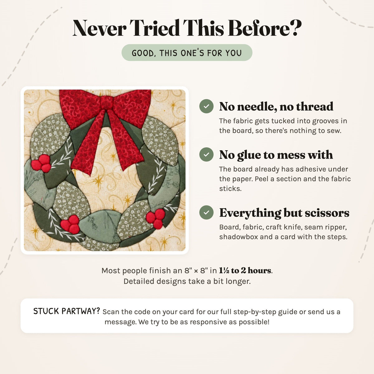 Kinusaiga Craft Kit: Holiday Wreath, 8" × 8"