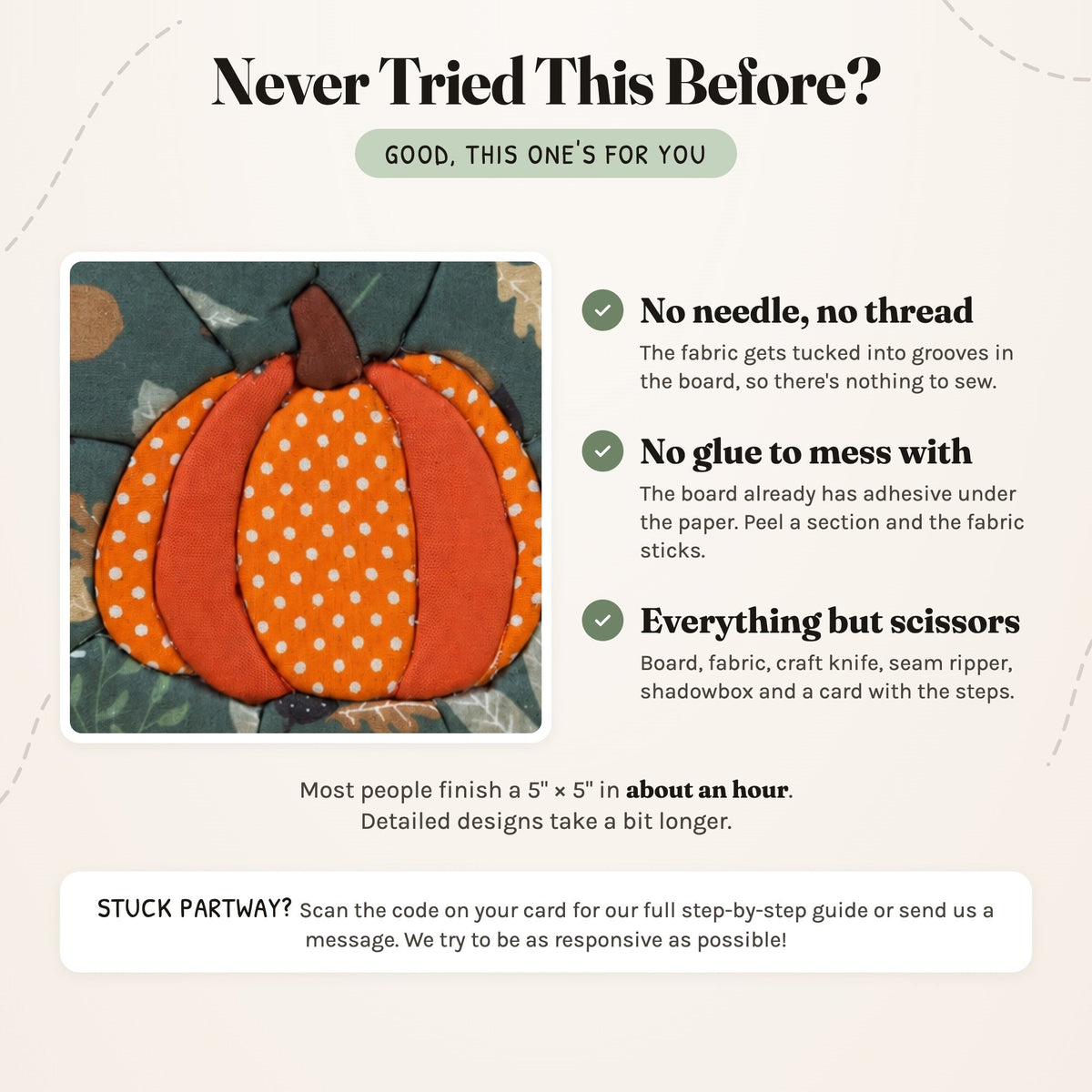 Kinusaiga Craft Kit: Pumpkin, 5" × 5"