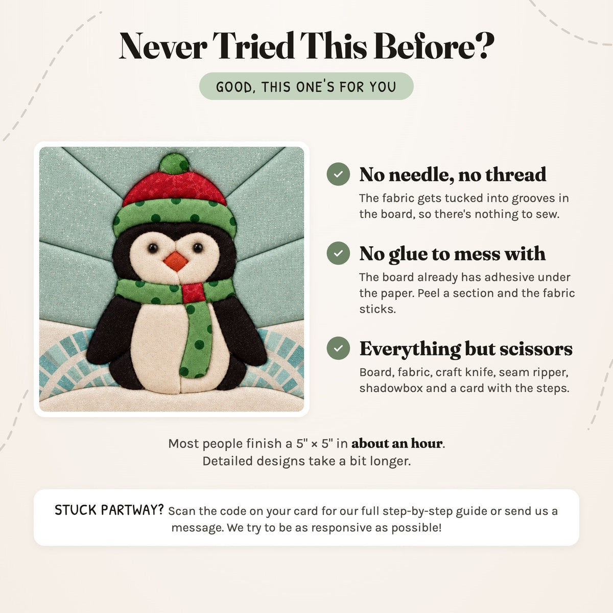 Kinusaiga Craft Kit: Winter Penguin, 5" × 5"