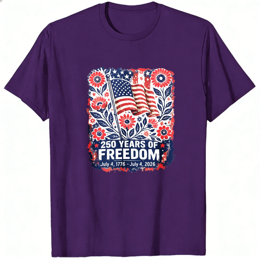 Patriotic Floral Design Classic T-Shirt 250 Years Of Freedom July 4 1776 July 4 2026