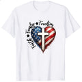 Patriotic Heart With Cross And American Flag Classic T-Shirt Family Freedom
