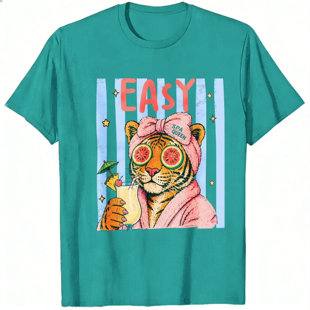 Retro Vintage Style Classic T-Shirt Easy Tiger In Robe With Cocktail And Watermelon Sunglasses