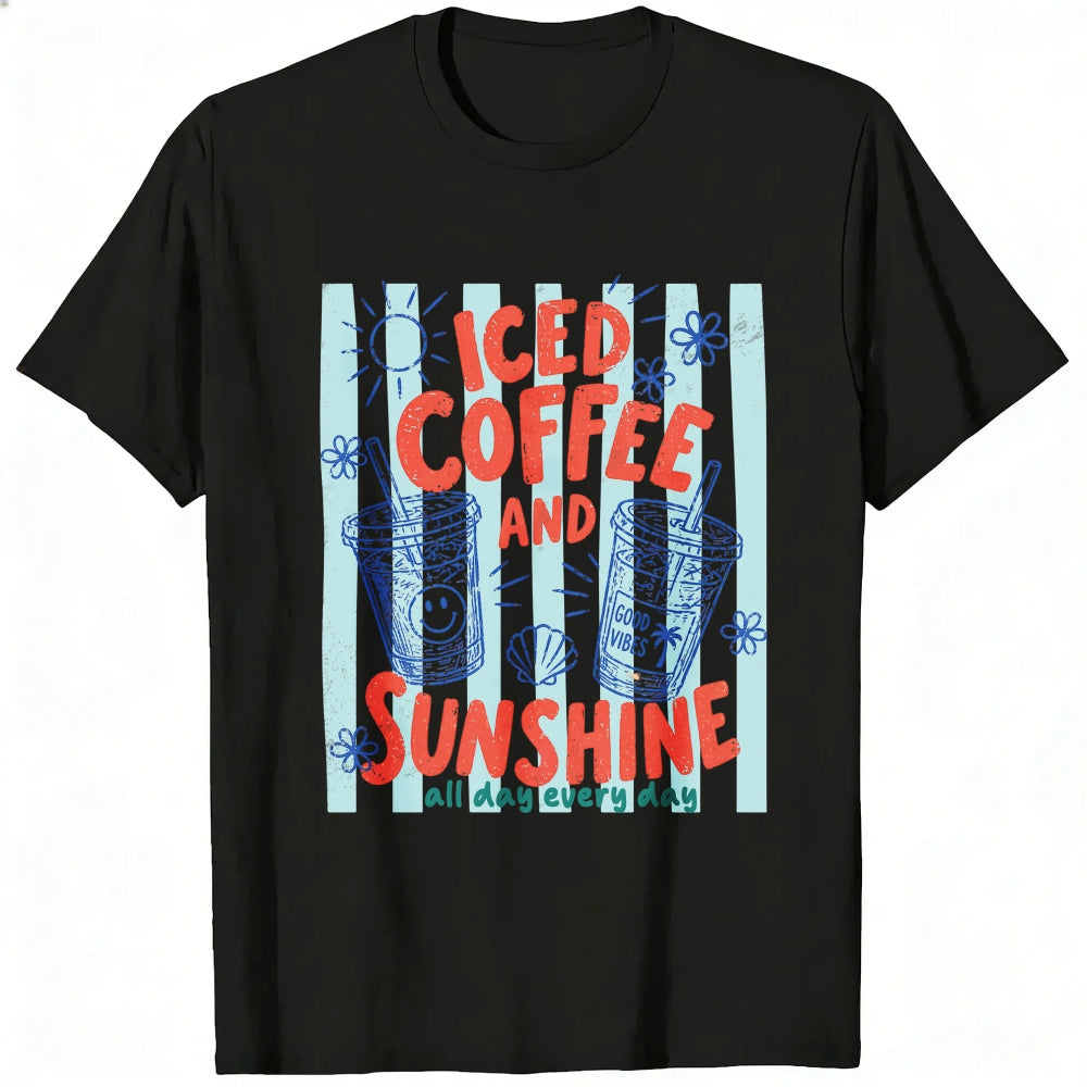 Summer Vintage Iced Coffee And Sunshine Graphic Classic T-Shirt
