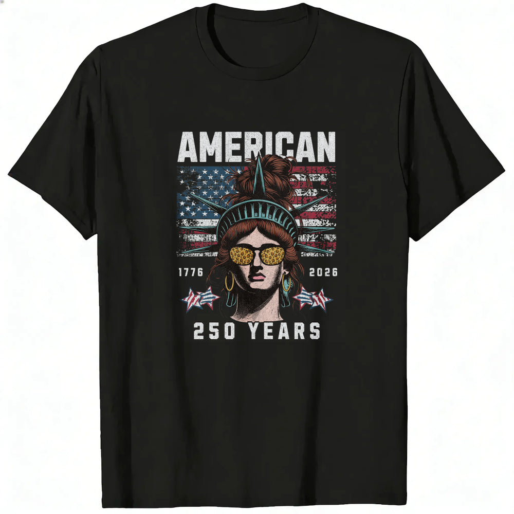 American Independence Day 250 Years Classic T-Shirt Statue Of Liberty With Sunglasses And Flag Design