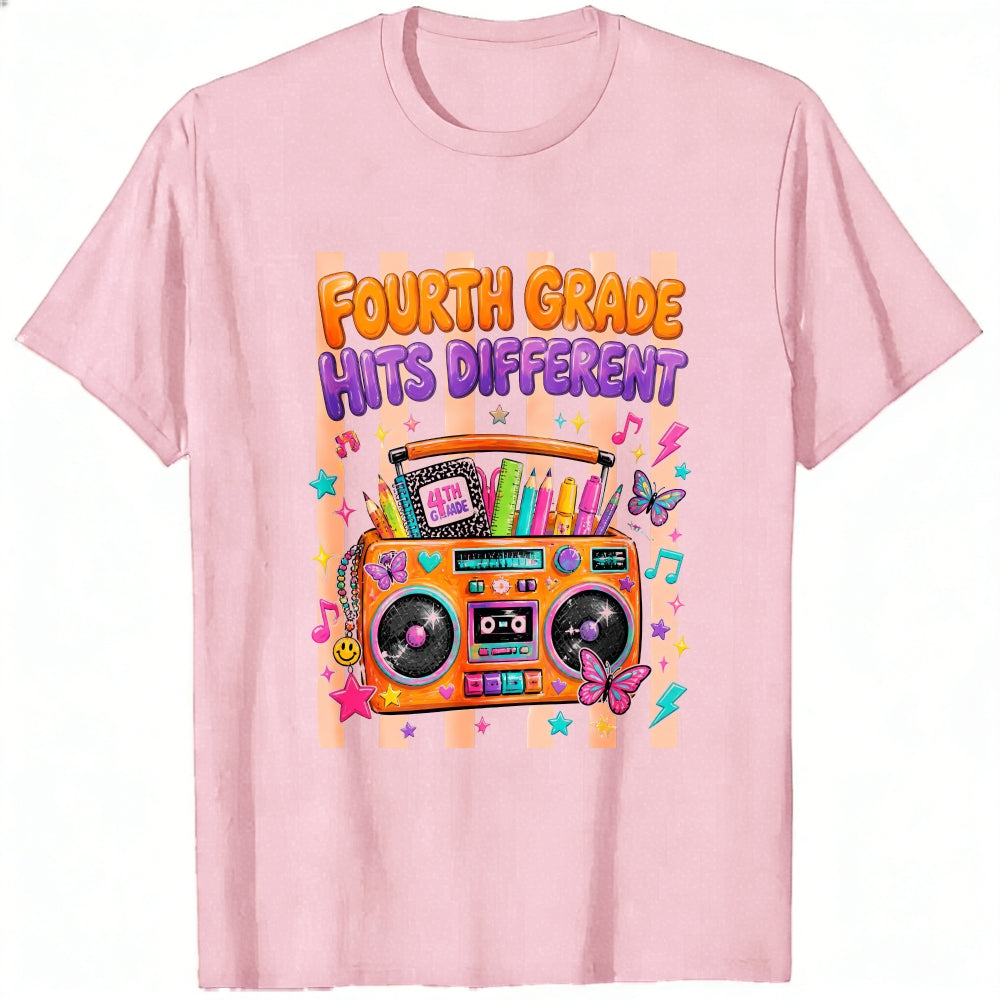 Retro Vintage Style Classic T-Shirt Fourth Grade Hits Different Boombox Design