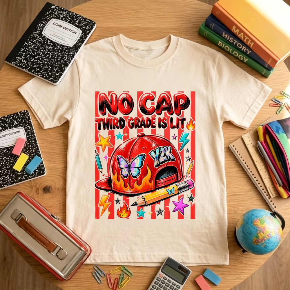 Funny No Cap Third Grade Is Lit Graphic Classic T-Shirt