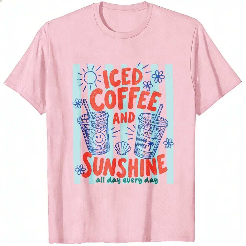 Summer Vintage Iced Coffee And Sunshine Graphic Classic T-Shirt