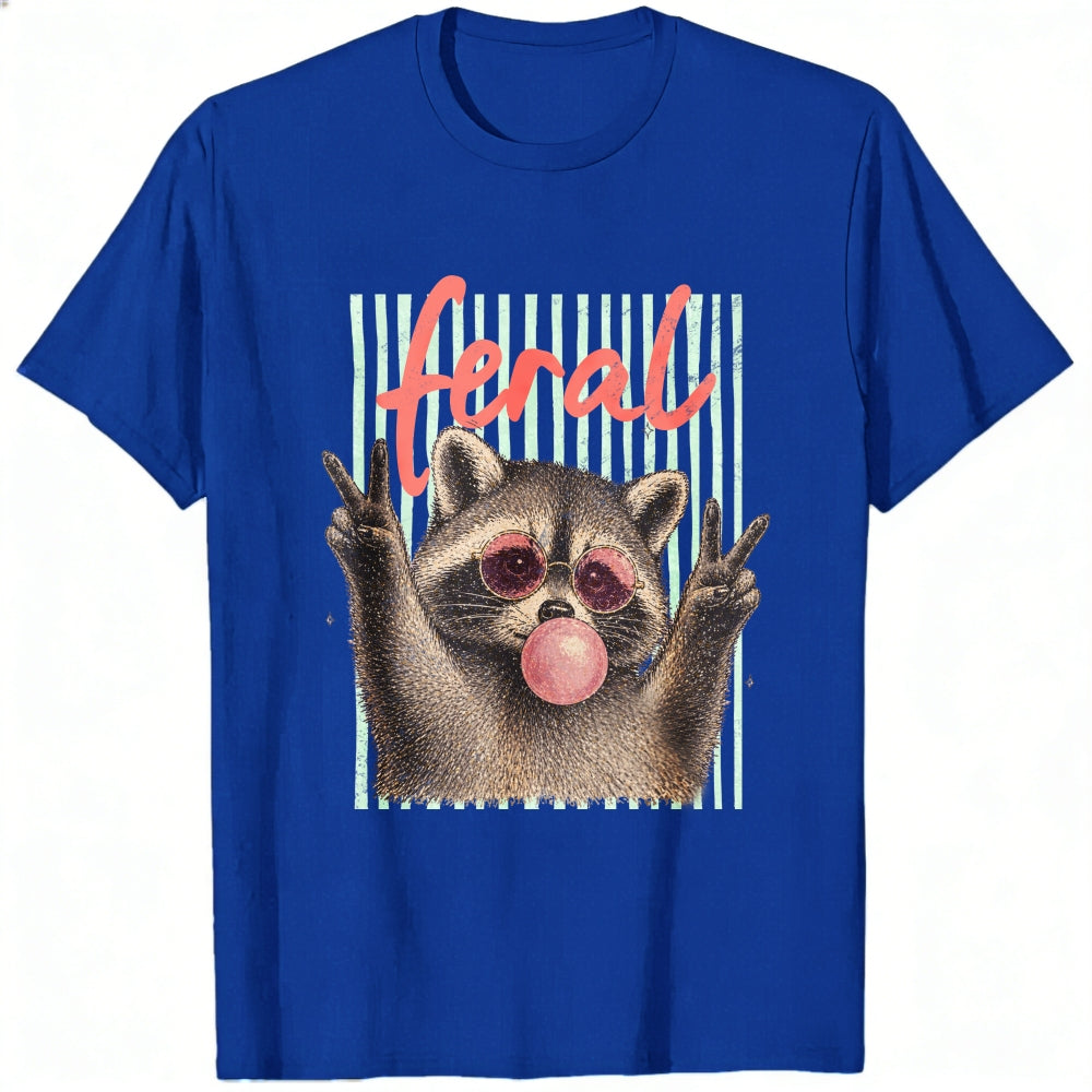 Funny Feral Raccoon Sunglasses Bubble Gum Classic T-Shirt
