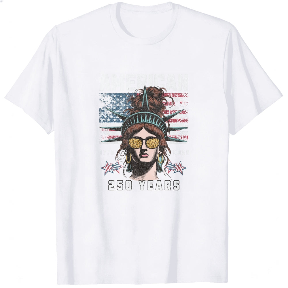 American Independence Day 250 Years Classic T-Shirt Statue Of Liberty With Sunglasses And Flag Design