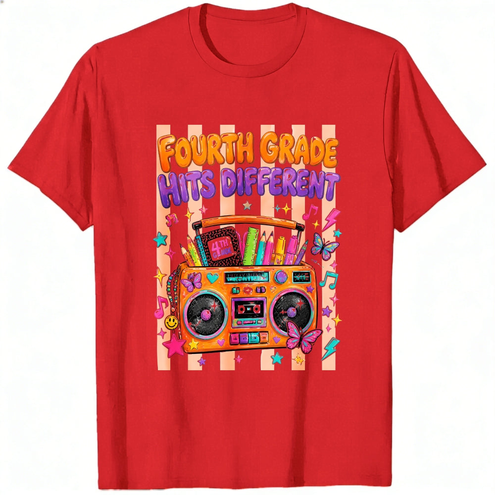 Retro Vintage Style Classic T-Shirt Fourth Grade Hits Different Boombox Design